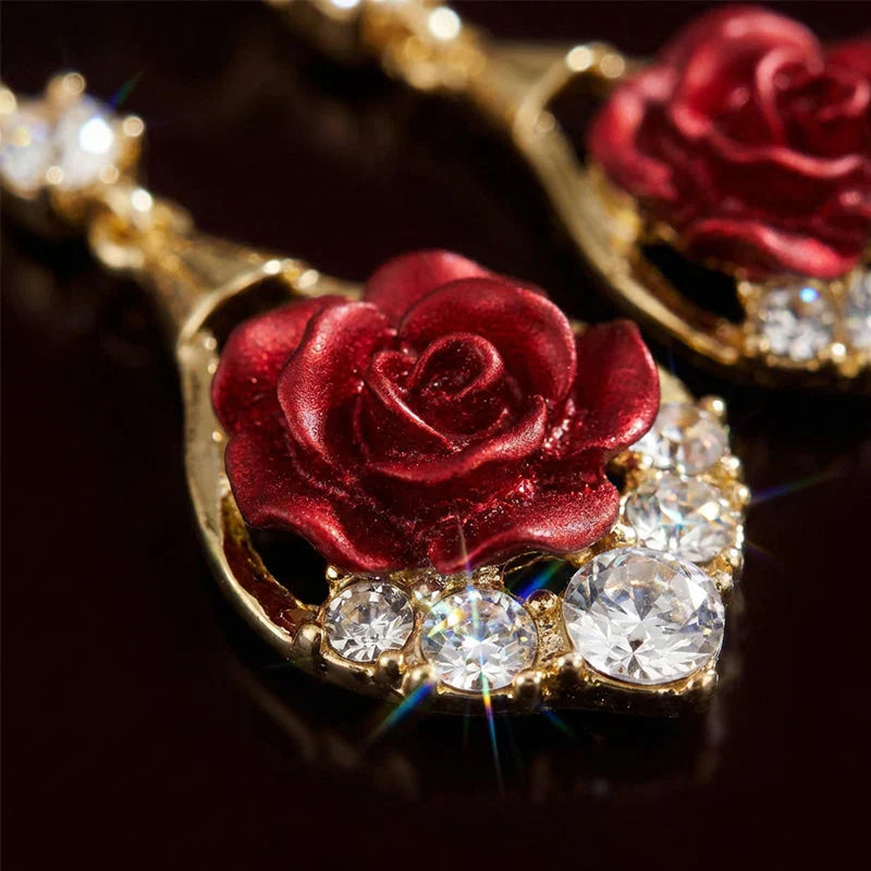 🔥Jusqu'à épuisement des stocks, profitez de 40 % de réduction !🌹 Boucles d'oreilles élégantes ornées de roses rouges